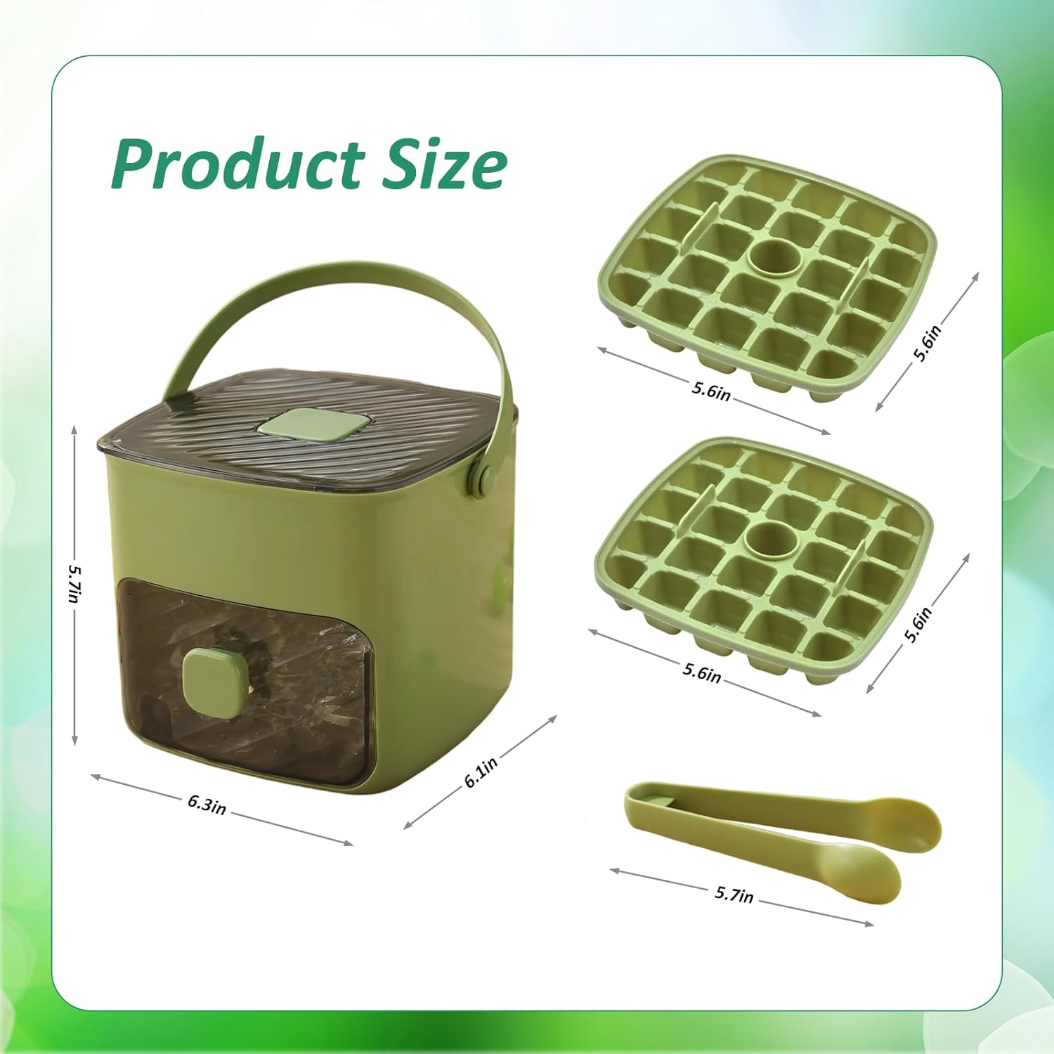 

48-Cube Ice Maker Maker Cover Storage Box Popular Food Grade Plastic Refrigerator Ice Cube Mold Tool with Easy Press Cap зелёный