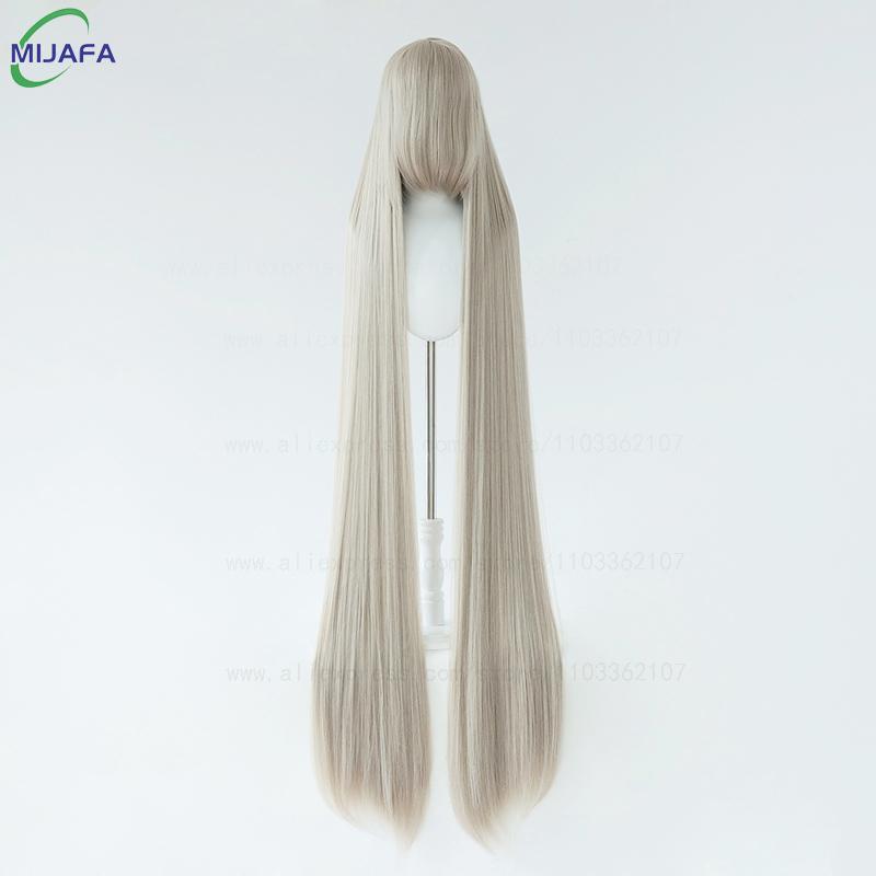 700g Alta Qualità 59" 150cm Lunga Dritta Parrucca Cosplay Con Frangia Biondo Marrone Rosso Verde Blu Resistente al Calore Colori Capelli Parrucche Anime