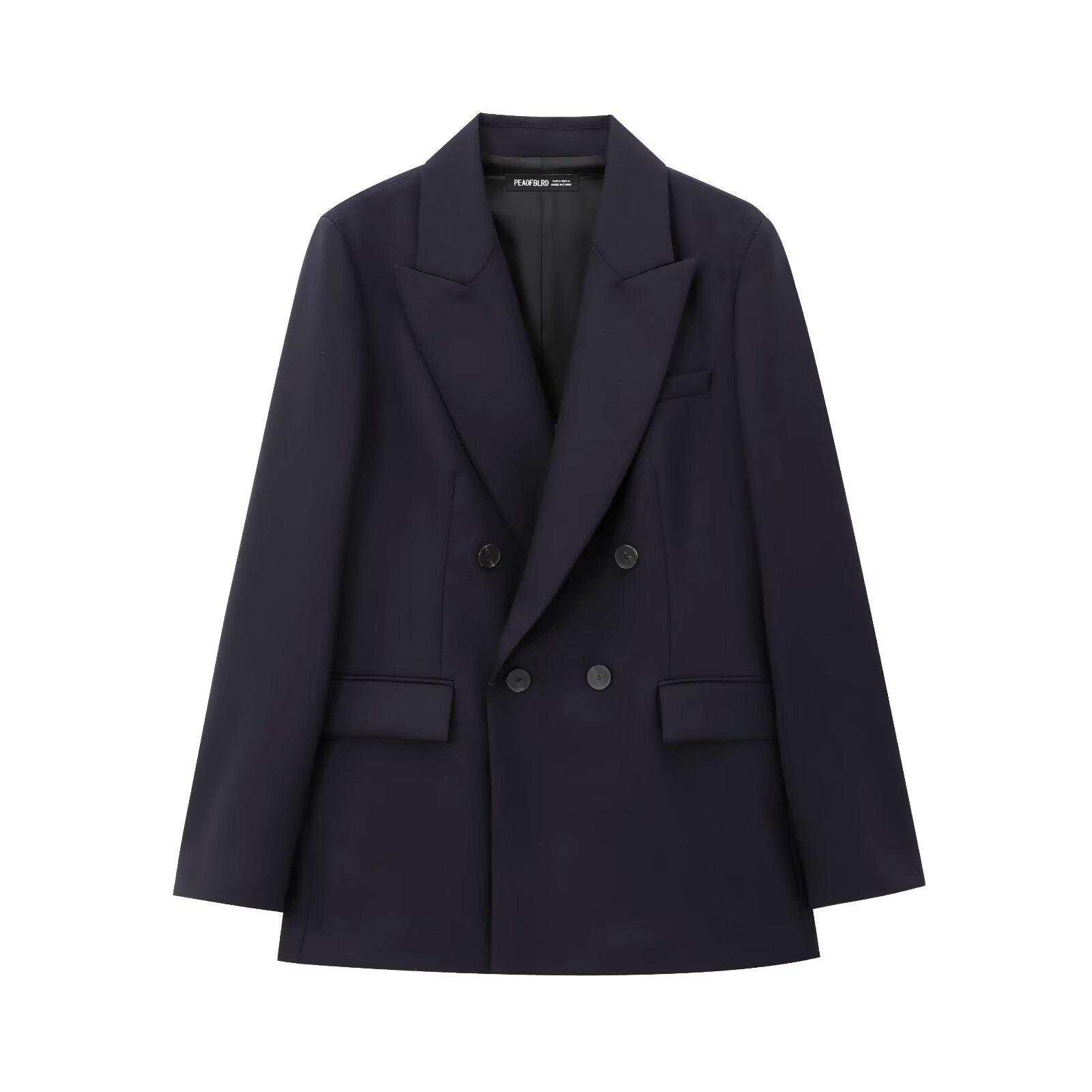 

Женский французский двубортный пиджак и брюки прямого кроя, комплект Весна-Осень 2025 L