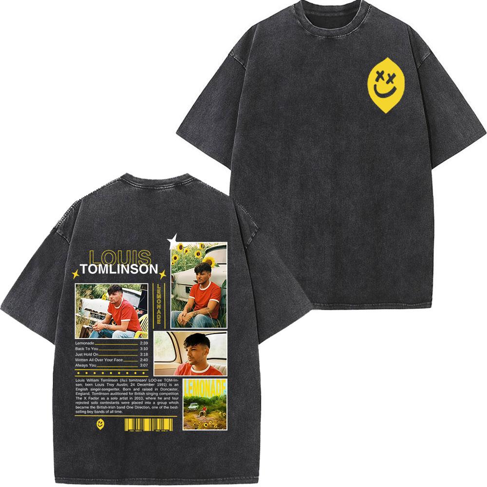 

Louis Tomlinson Lemonade Tour Merch Vintage Washed T Shirt Men Summer Fashion Tshirts Cotton Aesthetic Trendy Tshirts S
