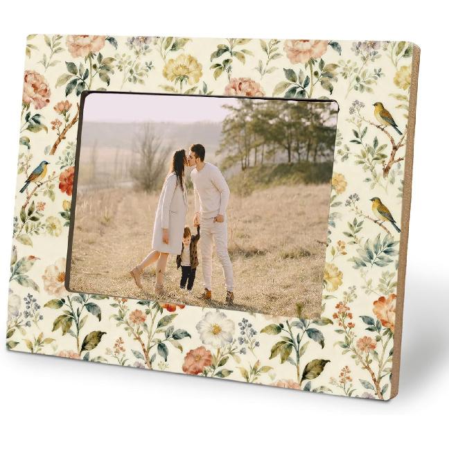 Mexico Floral Decoration Picture Photo Frame 5x7, Gifts for Mexico Floral Lovers, Brown and Beige Picture Frames for Desk Tabletop Wall Display