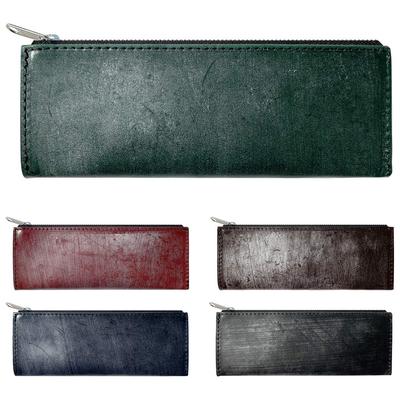Kompakter Stift aus gegerbtem Zaumleder mit YKK Ein einfaches, aber luxuriöses Schreibwarenetui, perfekt für Stifte und Dark Slim, Etui, Reißverschlüsse. Bleistifte.