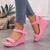 Large Size Sandals Women's New Fish Mouth Wedge Sandals with Buckle