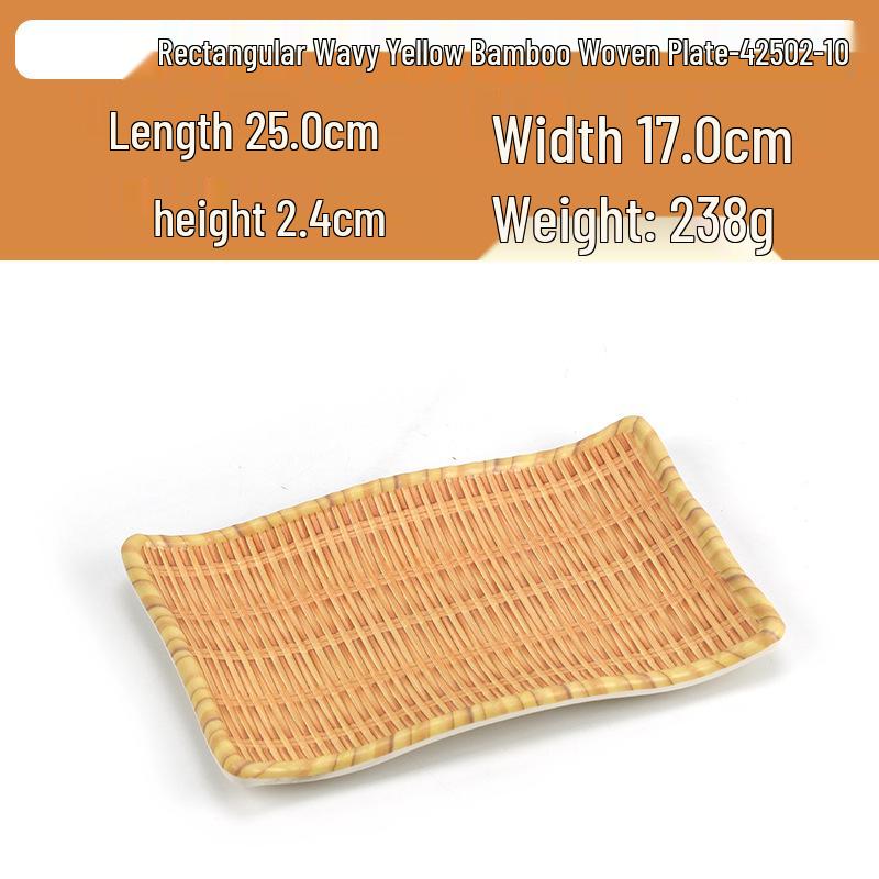 Kreativní obdélníkový porcelánový talíř ve stylu bambusu na sushi, BBQ, svačiny a dezerty