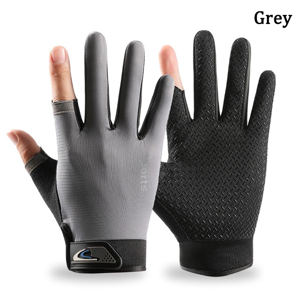 Sun Protection Fishing Gloves Anti-slip Cycling Gloves High Quality Ice Silk Halffinger Men