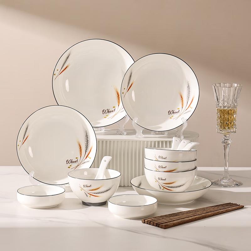 HAOAIJIA Goldweizen Wellen 18-teiliges Geschirrset
