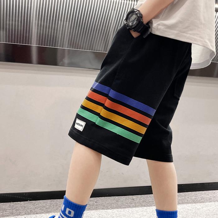 Summer Pants Boys' Shorts Breathable Sweat Absorbing Pentagram Pants Loose Cool Handsome Outerwear Sports Pants Middle Pants