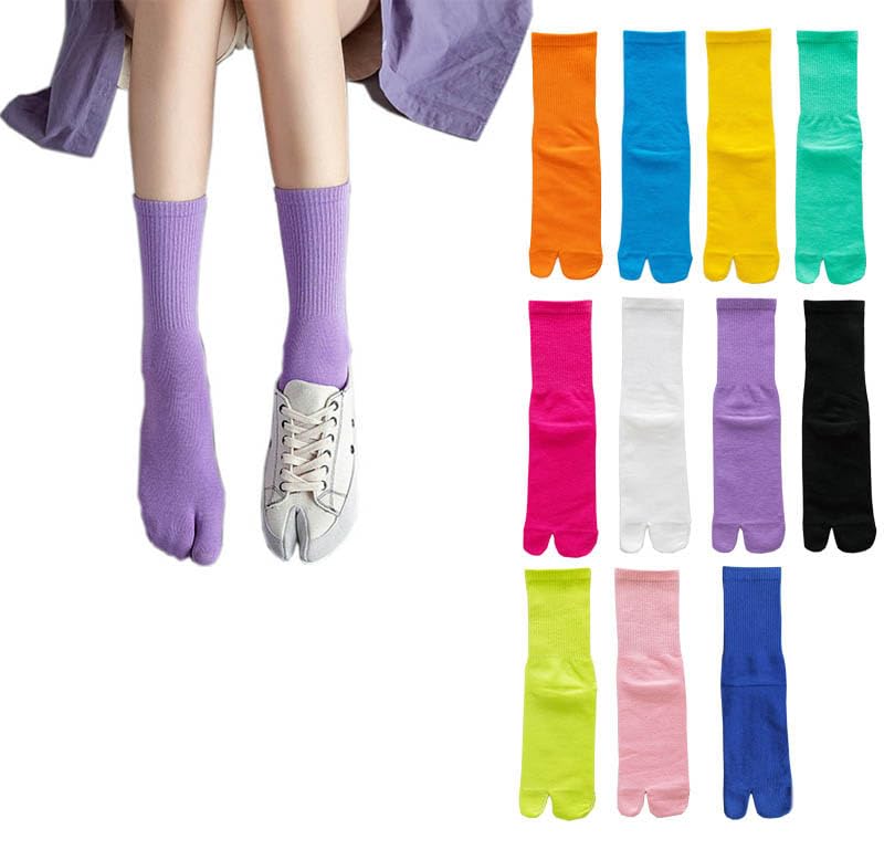 ZFZTLYEL Sizes Sports Foot Solid Free Women's Two-Toe Socks, Moisture-Reducing, Deodorizing, Multicolor, Girls' 22-25cm, Socks, Covers, Antibacterial,