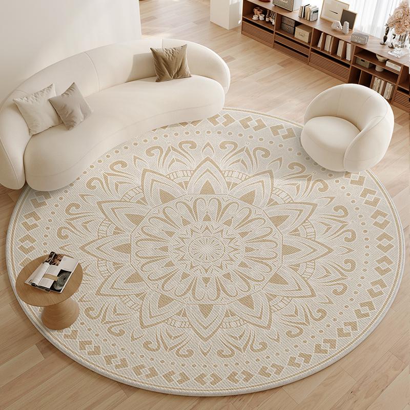 

Minimalist Living Room Decoration Round Carpet Large Area Anti-slip Lounge Rug French Style Rugs for Bedroom Thick Washable Mat 80x80CM
