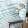 Watercolor Striped Blue-Green Tulle Window Curtains for Bedroom Luxury Home Decor Drapes In Living Room Chiffon Panels