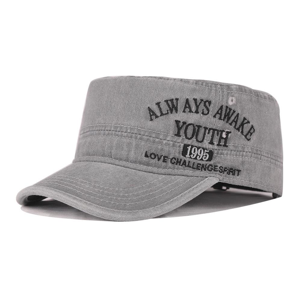 Washed and old Youth Embroidered Baseball Cap Men's and Women's Four Seasons Classic Large Embroidered Alphabet Military Cap