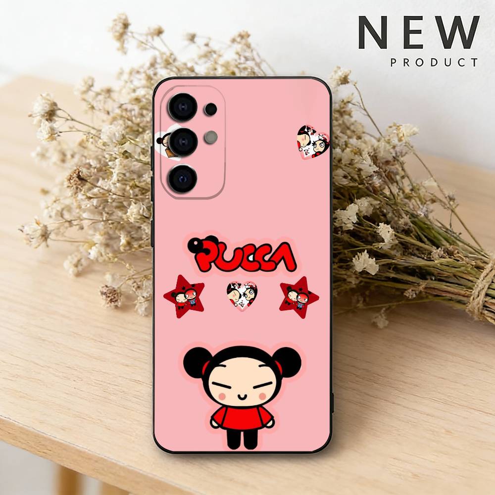 Cute Cartoon-Pucca phone Case For Samsung S26,25,24,21,22,23,30,20,Ultra,Plus,Fe,Lite Black Soft Cover