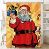 Tu Santa Claus Christmas Shower Curtain Festive Holiday Bathroom Decor Reindeer Snowflakes Winter Pattern Gift Backdrop Cozy Hom