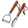 Heavy Duty Stainless Steel Acacia Wood Peeler Sharp Blade Potato Fruit Melon Vegetable Scraper for Professional Chef