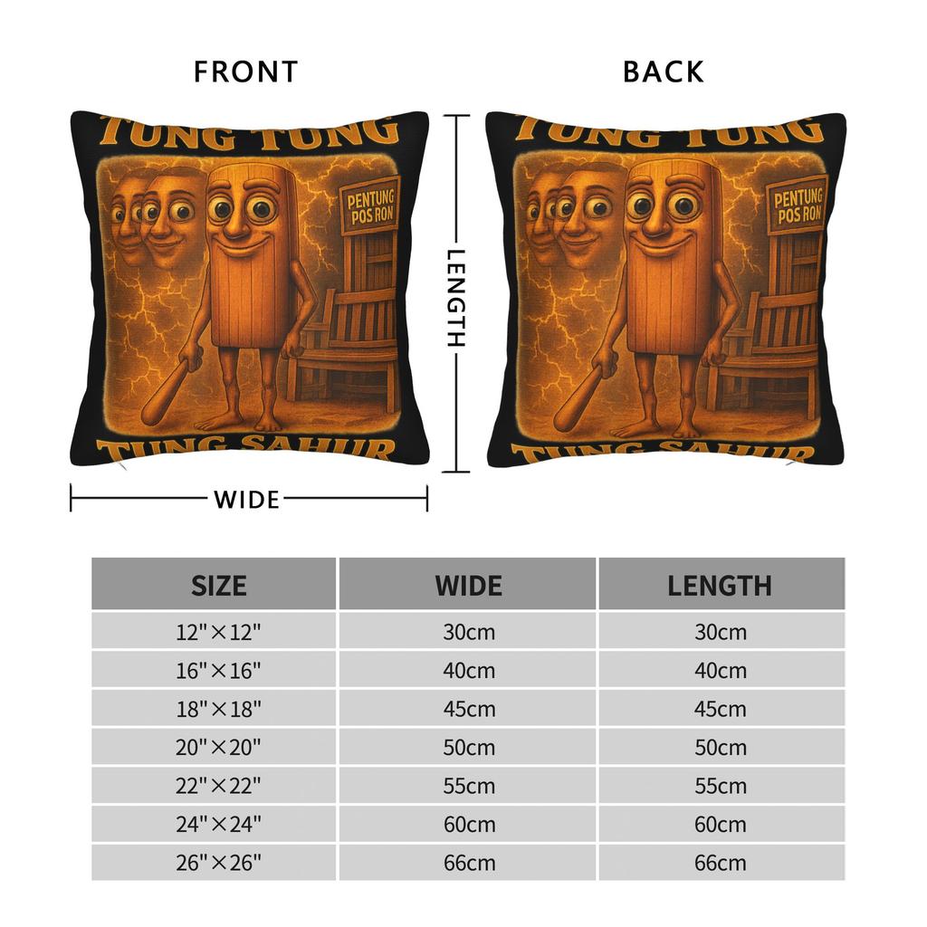 Tung Tung Tung Sahur Italian Brainrot Meme Pillowcases Kawaii Pillow Case For Living Room Sofa Soft Pillow Cover