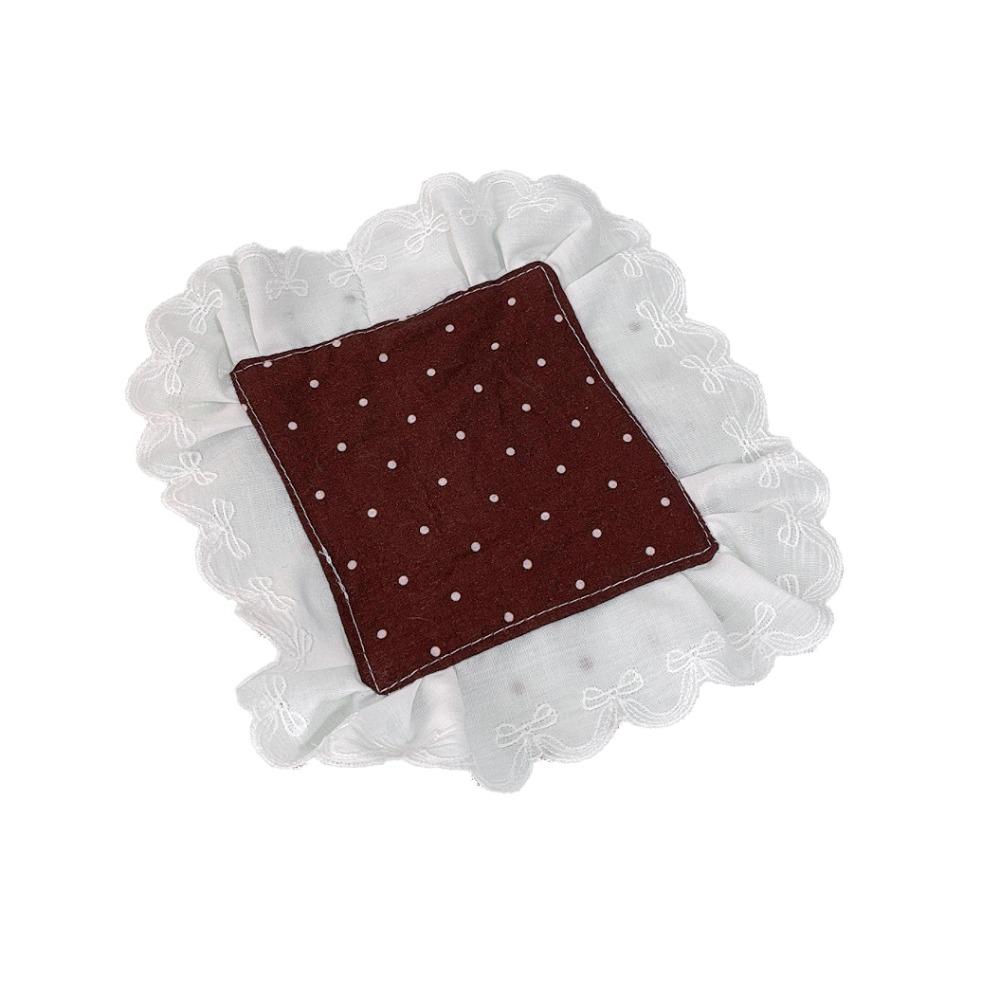 

Square Heat-Insulating Mat Washable Lace-Trimmed Mat Placemat Polka Dot Coaster Tea Party