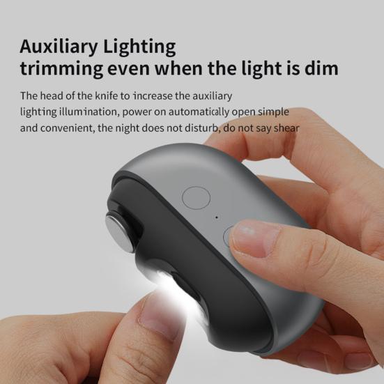 Electric Nail Clipper Polisher with LED Light Type-C Rechargeable 3-In-1 Automatic Fingernail File Baby Kids Adults Seniors Manicure Trimmer