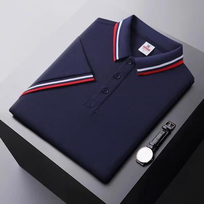 Summer Ice Silk Polo Shirt High-End T-Shirt Solid Color New Half Sleeve Non-Marking Casual Lapels Business Thin Menswear