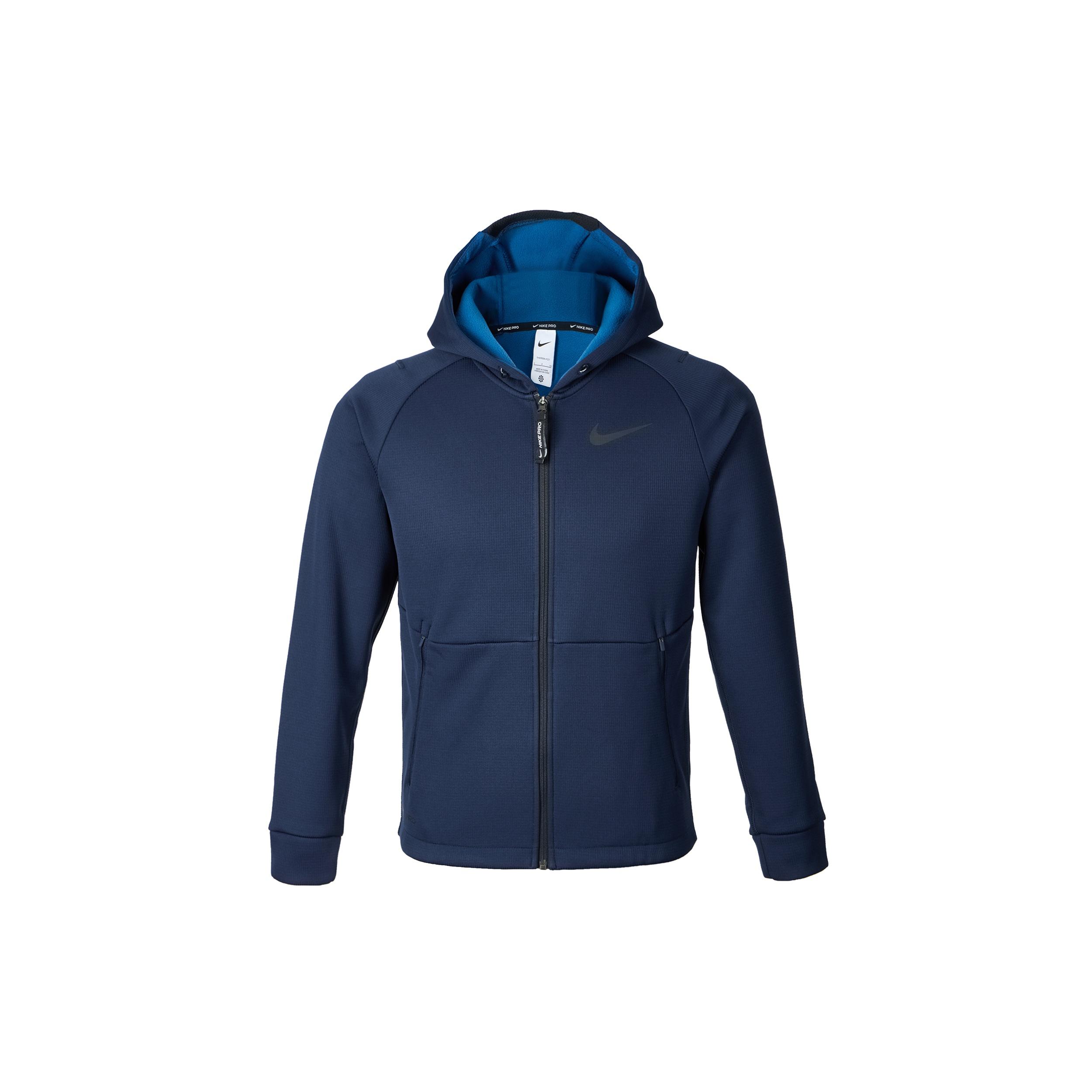 Nike Pro Therma-FIT Fleece Stay Warm Sports Training hooded Logo Jacket Navy Blue Men s DD2125-451 M