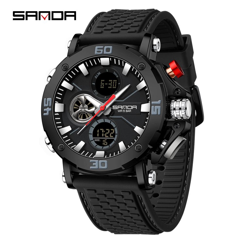 

SANDA Luxury Men s Watch Military Sports Waterproof Night Light Stopwatch LED Electronic Digital Men s Watch чорний