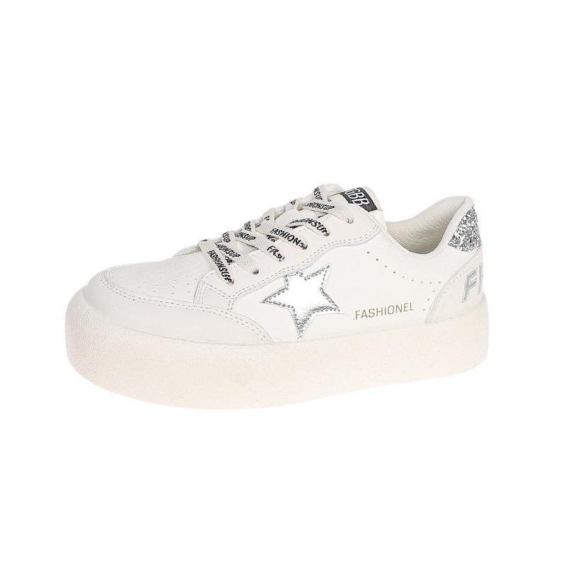 Korean version of polished platform star white shoes women's 2025 new retro ins versatile lightweight casual sports shoes