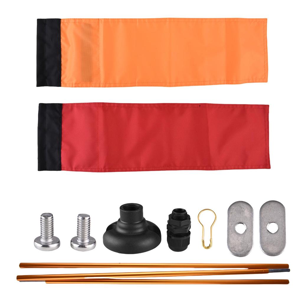 Large Kayak Safety Flag with Pole Storage Bag Screws and Track Mount Base High Visibility 20x5.6 Inch Kayak Flags for Safety