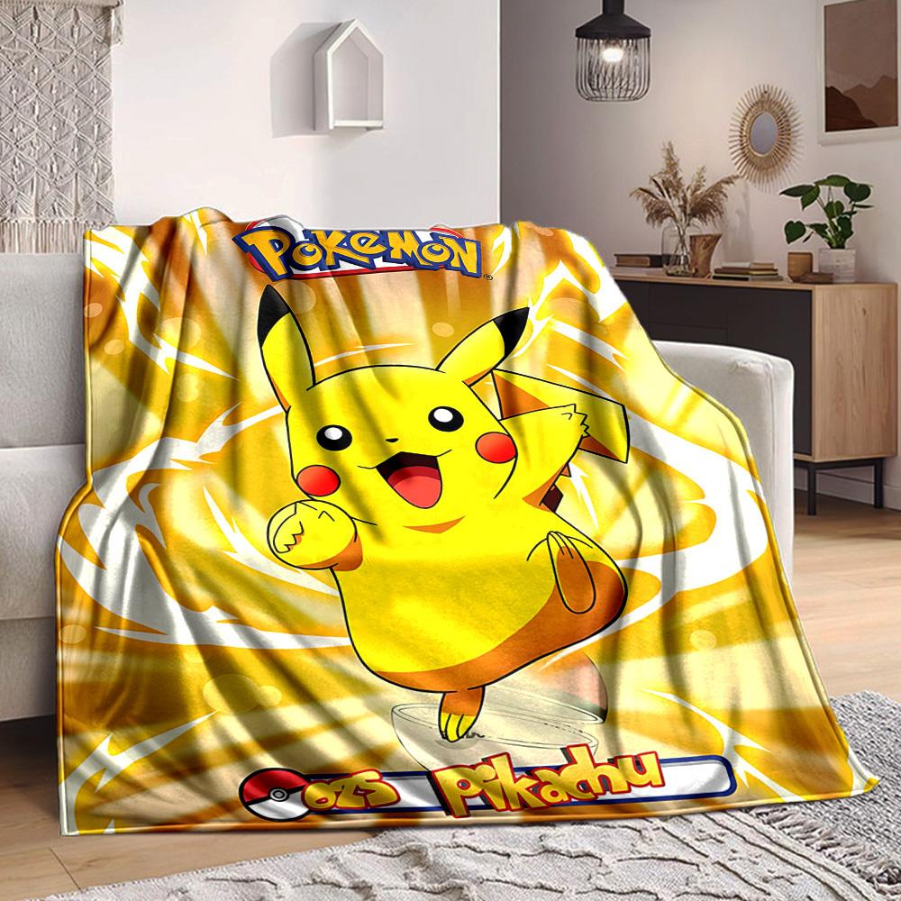 1pc Pikachu Electric Flannel Blanket, Soft Skin Friendly with Digital Printing, Various Sizes Available for Family, Friends, Birthday