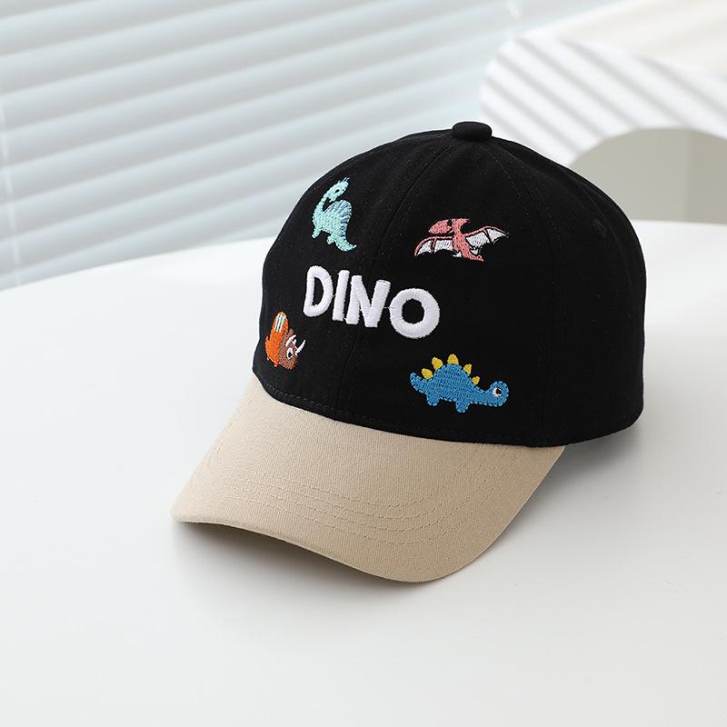 Korean Style Children's Embroidered Dino Baseball Cap – Spring New Arrival, Sun Protection for Boys & Girls.