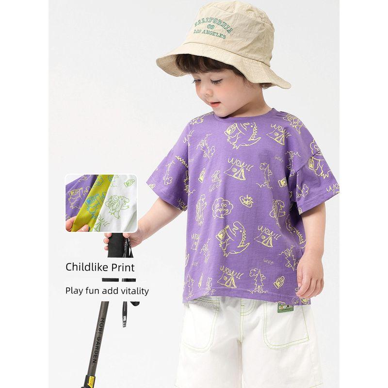 Boys' Pure Cotton Short-Sleeved T-Shirt Summer Wear 2026 Children's Clothing Kids' Baby Tops Half-Sleeved Boys' Summer Thin Style