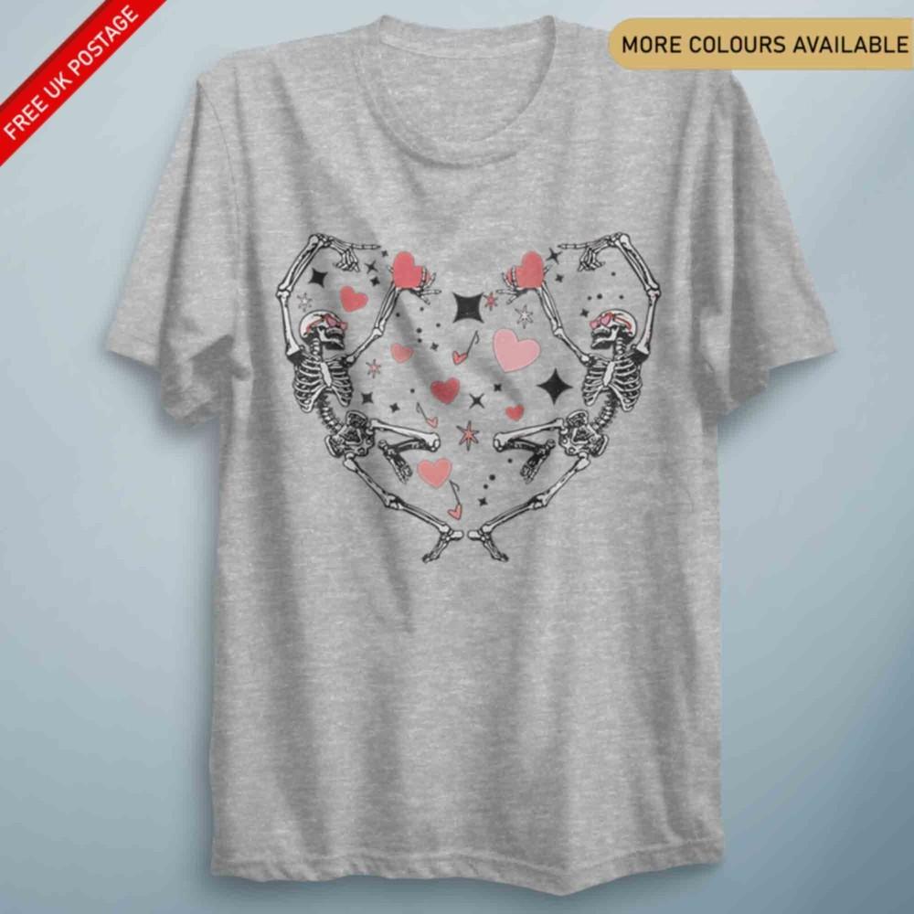 Dancing Skeleton T Shirt Heart Dance Loving Funny T Shirt Couples Shirt Gift