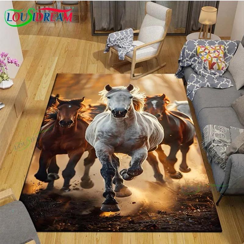 3D Fashion Exquisite Painting Horse Printed Carpet Living Room Anti-Skid Area Rug Kids Bedroom Mats Yoga Mat Large Carpet Decor