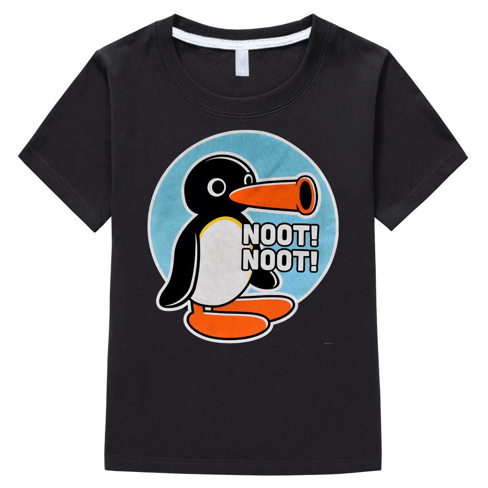 Pingu Abbigliamento Bambini Top per Ragazzi/Ragazze Maniche Corte Sportiva Moda Streetwear Fumetti Girocollo T-shirt