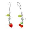 Strawberry/Cherry Beaded Keychain Charm Colorful Fruit Keyring for Women and Girls Bag Accessories Purse Decoration