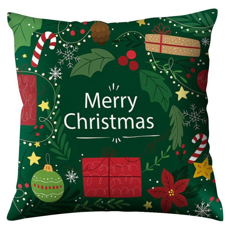 Polyester Peach Skin Christmas Cushion Cover 18" For Sofa Decor**