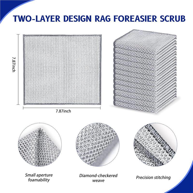 Reusable Non-Stick Steel Wool Dishcloth for Kitchen Cleaning
