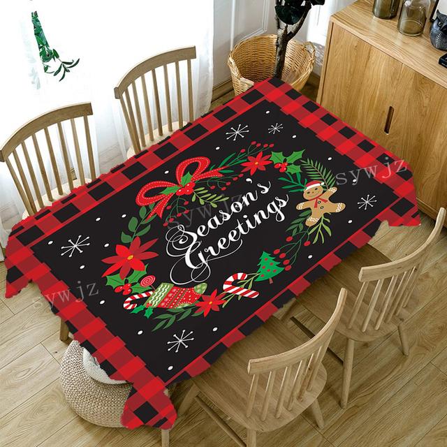 Obrusy świąteczne Prezent od Świętego Mikołaja Wzór Prostokątny obrus Obrus ​​przeciwporostowy Akcesoria do dekoracji kominka