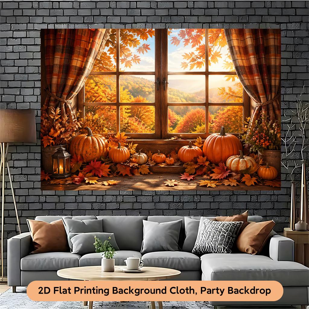 1 Piece of 2D Flat Background Fabric Autumn Scene Background Fabric for Window display.PMJ