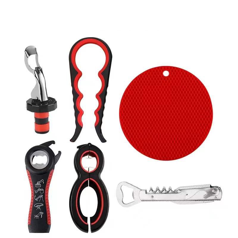 Jar Opener for Multifunctional 6-in-1 Bottle Opener Jar Lids Opener, 4-in-1 Jar Opener and Non Slip Lids Opener Gripper