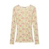 European and American Style, New Women's Clothing, Fashionable Versatile and Slim-fitting Personalized Flower-printed Knitted Sweater and Top