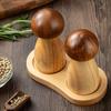 ABOOFAN 2 Stück Pilz Salz- und Pfeffermühle Set mit Basis Holz Pfeffermühle Manuell für Küche