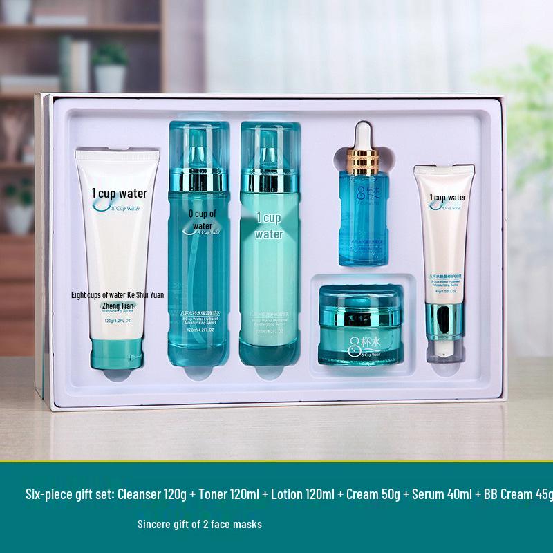 Eight Cups of Water: Hydrating & Moisturizing Skincare Gift Set - Six-Piece Collection with Light, Translucent Texture, Official Genuine Product