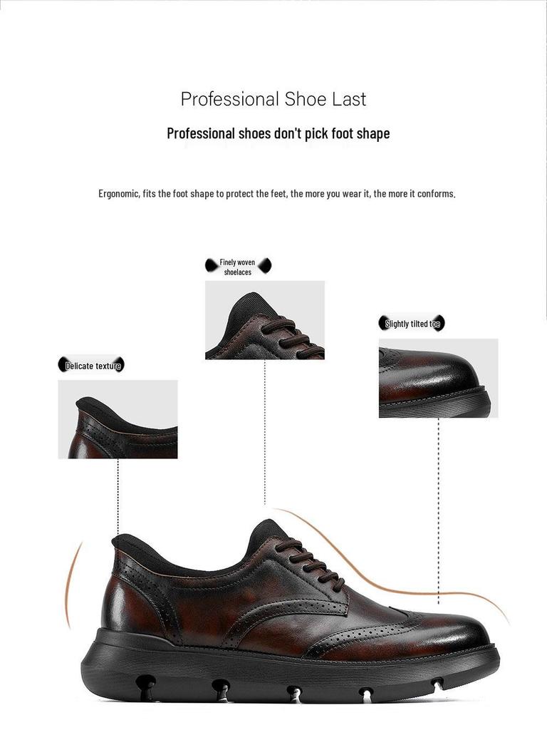 Desai 2025 Men's Height-Increasing Leather Shoes: Versatile, Wear-Resistant, Thick-Soled for Autumn/Winter.