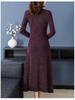 Elegant Faux Two-Piece Plus-Size Cheongsam Dress with Long Sleeves and Split Skirt