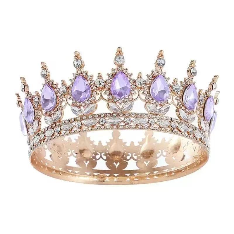 Crown  Bride's Headwear Wedding Dress  Princess Luxurious and Shiny Full Round Crown  Flower Cake  Decorative Ornaments  Crown