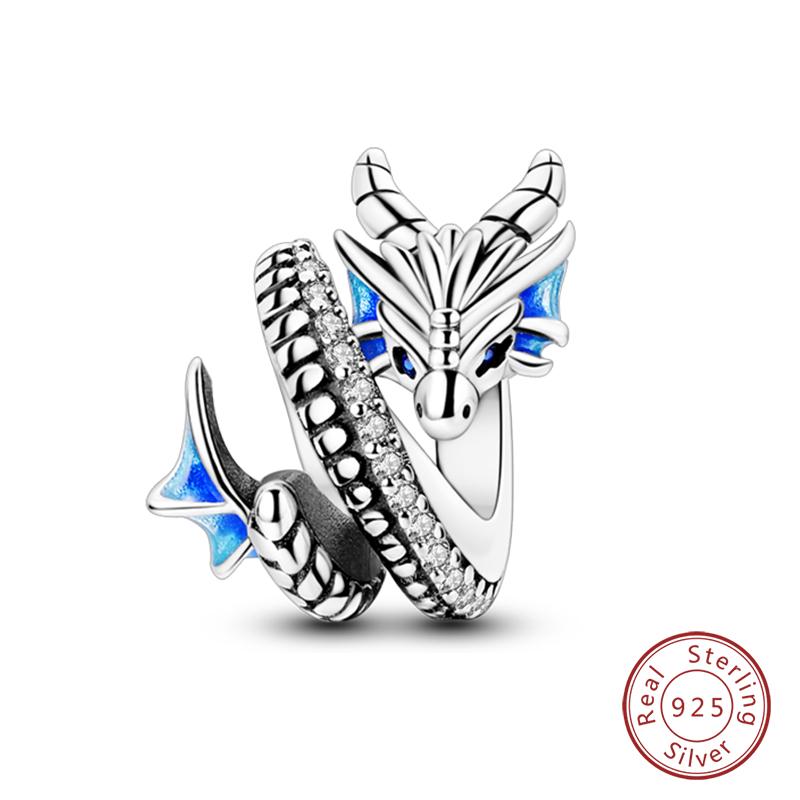 Original Copper Charm Beads Cute Fire Dragon Fantasy Flying Dragon Pendant For Diy Bracelet Bangle Fine Jewelry