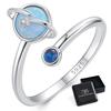 Silver adjustable ring opalescent PLANET silver 925
