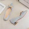 Single Shoes Women's Summer New Thick Heel Middle Heel Pointed Head Professional Fairy Bow Large Size 40-43 Pumps Women