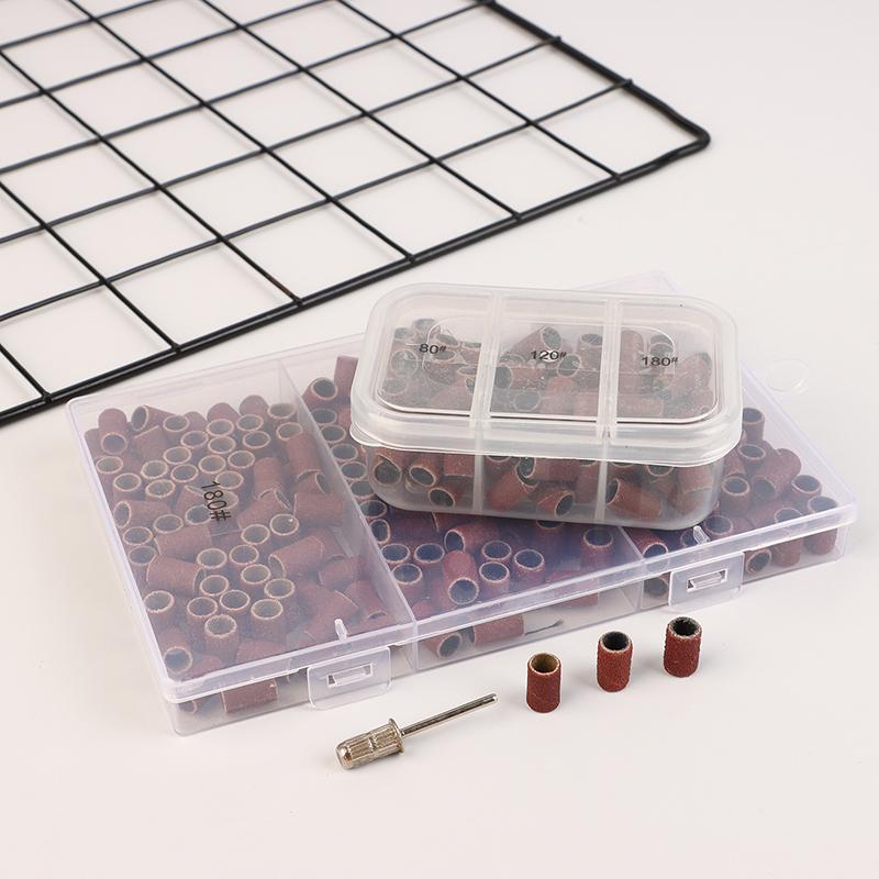 75/210Pcs/Box Sanding Cap Bands For Electric Manicure Machine 180/120/80 Grit Nail Drill Grinding Bit Files Pedicure Tool Set