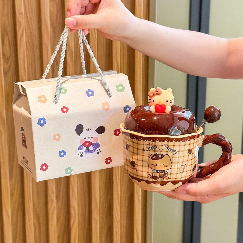 Cute Cat Ceramic Mug Gift Set for Girls and Best Friends' Birthdays