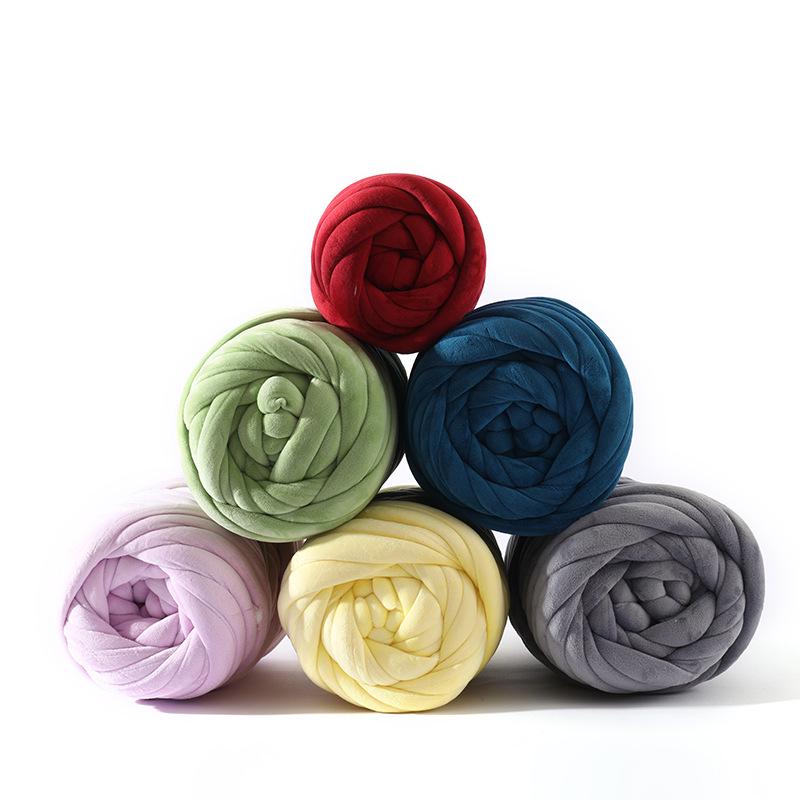 New Velvet Core-Spun Yarn for DIY: 3cm Thick Handmade Blanket, Pillow, Wool Fabric, Strip Yarn, Cat Bed.